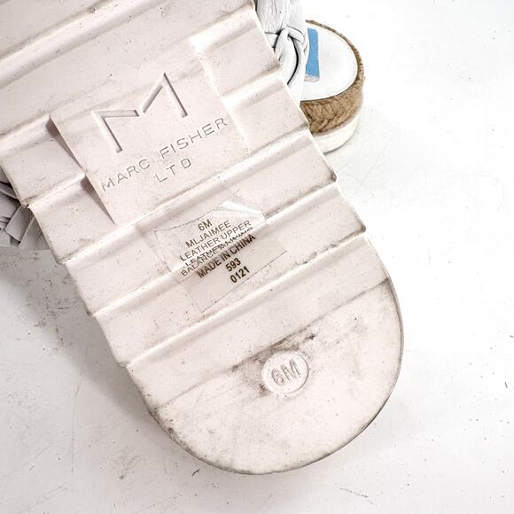 Marc Fisher Jaimee Slide Sandals 6 White Espadrilles White Travel Beach Resort - Picture 5 of 5